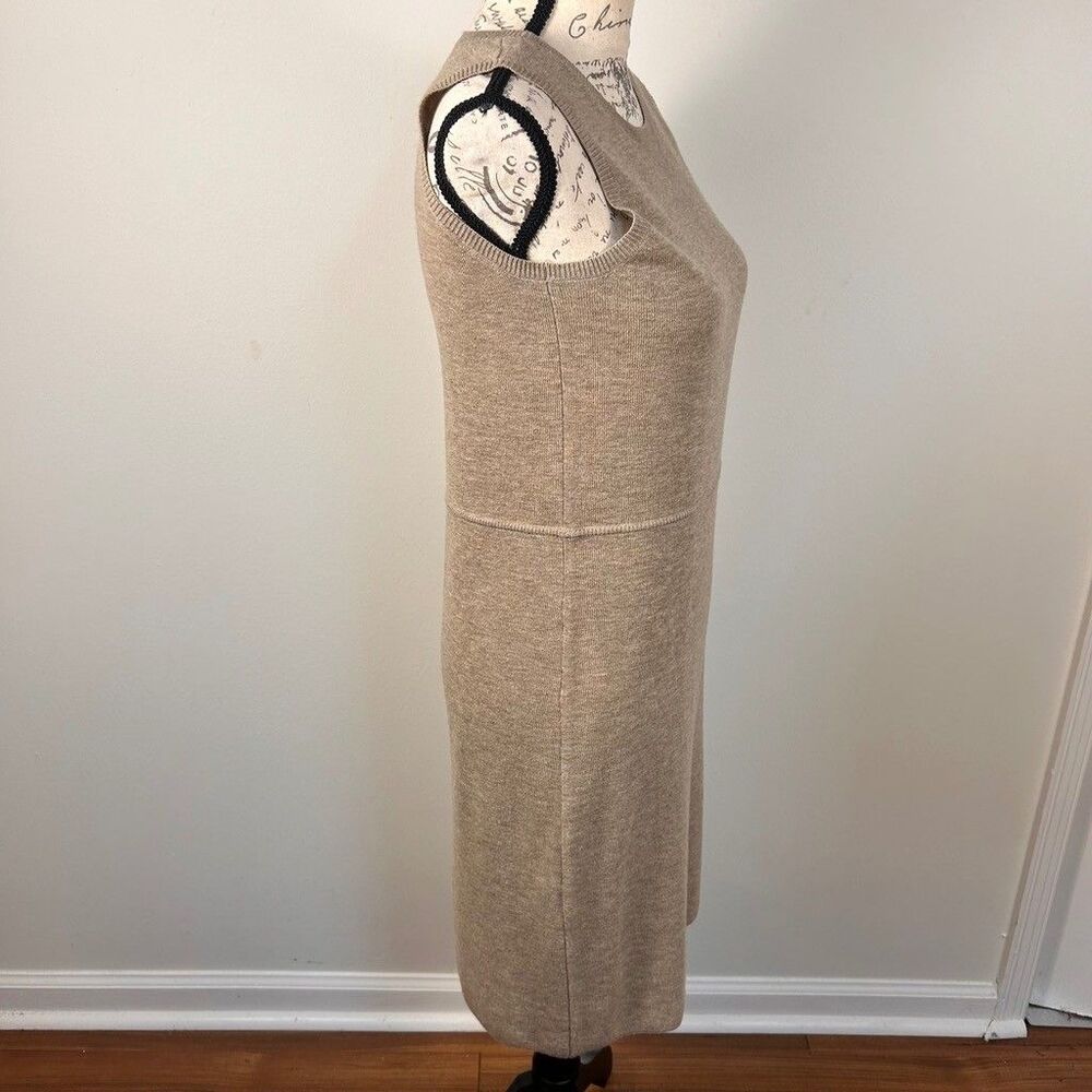 Worth New York Knit Dress Womens Petite P Beige 100% Wool Sleeveless Midi - Picture 7 of 10